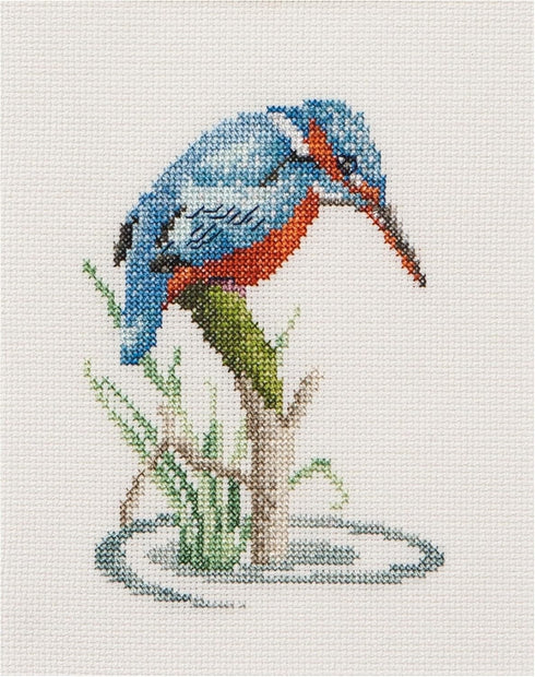 Thea Gouverneur - Counted Cross Stitch Kit - Kingfisher - Aida - 14 count - Embroidery Kit for Adults - DMC Embroidery Threads and other Cross Sti...