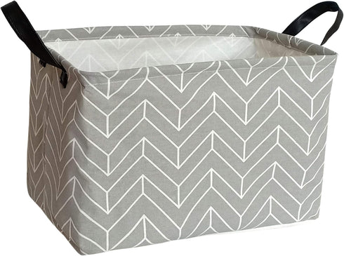 Rectangular Storage Bin Shelf Basket Canvas Fabric Toy Box,Waterproof Coating Nursery Hamper with Handles,Gift Basket for Home,Office,Clothes,Book...