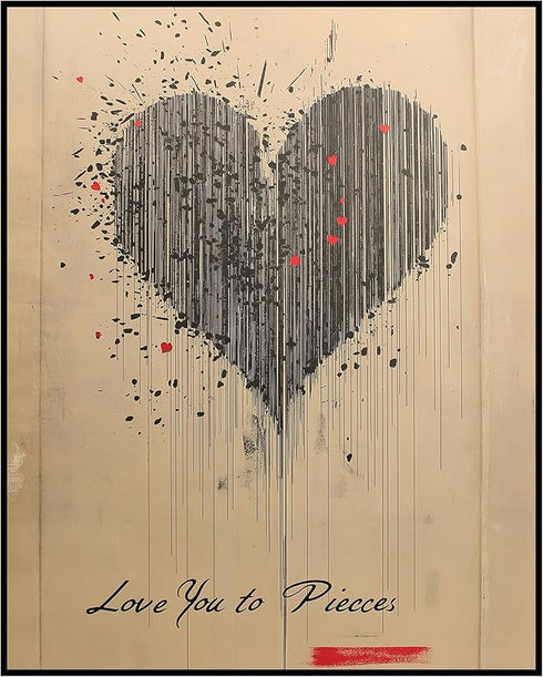 Posterizer 1 pcs-Love You to Pieces-cute retro Valentine's day inspired art -2-Romantic Holiday Poster -Gift for Couples boyfriend girlfriend Husb...