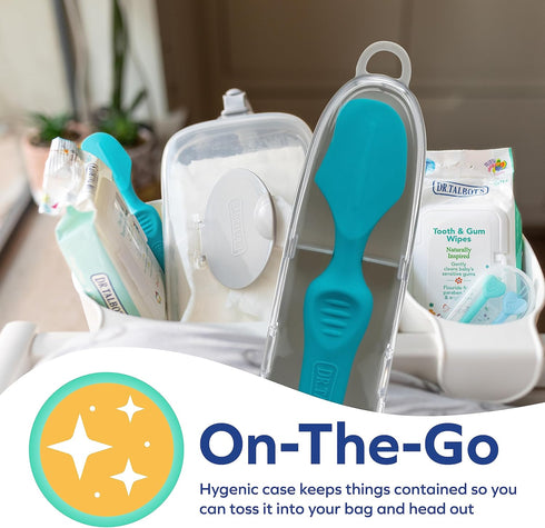 Nuby Diaper Cream Soft Silicone Brush with Suction Base & Hygienic Travel Case, Mini Size, Aqua...