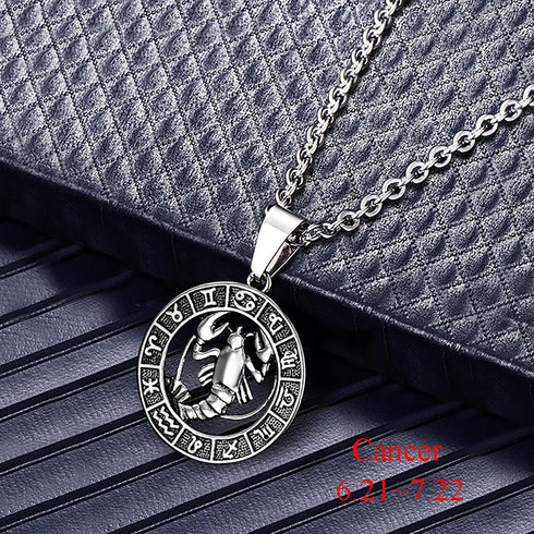 Zodiac Sign Pendant Necklaces for Women Men Stainless Steels Leo Constellation Horoscope Medallion Retro Celestial Astrology Jewelry...