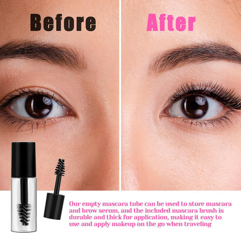 10 PCS Empty Mini 3ml Mascara Tubes, Mini Eyelash Cream Container Bottle with Eyelash Wand Rubber Inserts, Empty Mascara Tube Kit for DIY Mascara ...