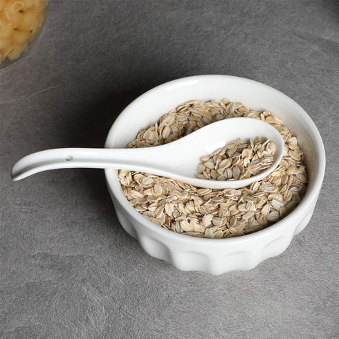 Asian Soup Spoons Set of 6, Ceramic Japanese Soup Spoons, Ramen Spoon for Cereal Wonton Dumpling Noodles,Table Spoon Set Dishwasher Safe Easy To C...