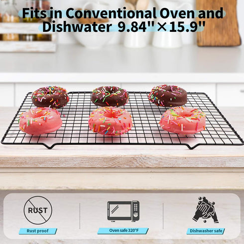Non-Stick Steel Baking Rack & Cooling Rack, for Cookies,Cakes, Breads and More (Heavy Duty,Oven Safe)-9.84"x15.9"-1 Piece...