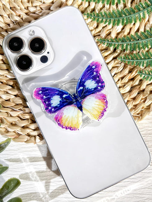 Nature Butterfly Phone Grip Stand, Cute Clear Cell Phone Holder,Expandable Collapsible Cell Phone Accessory, Phone Charms Support with Transparent...