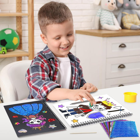 Art & Craft Activity,Foil Fun Dress Up DIY Art Kits,No Mess Creative Foil Art Kits Set Drawing Game for Kids,Birthday Gifts Crafts Supplies Kits T...