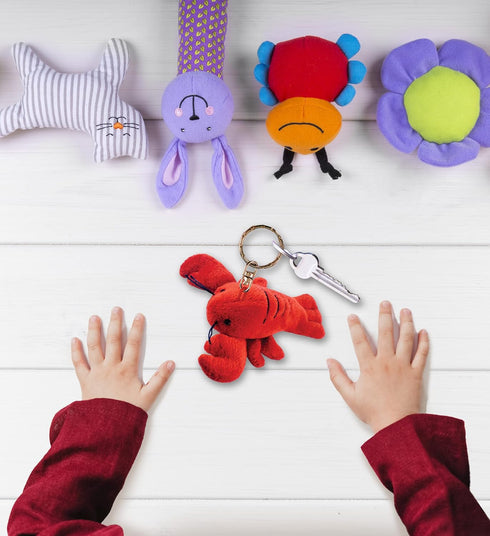 Puzzled Lobster Plush Keychain Stuffed Animal Toy - Soft Plush Ocean Life Animal Red Lobster Charm Keyring, Decorative Plush Toy Accessory Fun Bud...