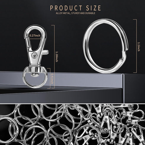 LEOBRO Keychain, 40PCS Key Rings and Keychain Clip, Lobster Claw Clasps, Key Chain Ring and Keychain Hooks, Keychain Rings for Crafts, Keychain Ma...