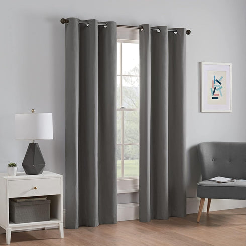 ECLIPSE Microfiber Modern Blackout Thermal Grommet Window Curtain for Bedroom, 42" x 84", Smoke, 1 Panel...