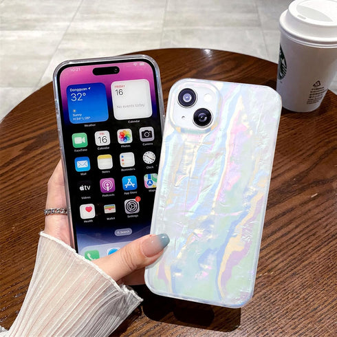 Designed for iPhone 15 Pro Case, Sparkly Cute Pearl Shiny Opal Translucent Clear Glitter Case for Girls Women, Slim Fit TPU Cover Protective Phone...