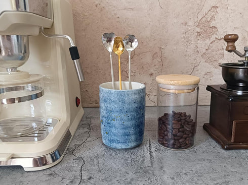 Stoneware Coffee Spoon Holder for Coffee Bar, Tea Spoon Holder Jar Teaspoon Holder Coffee Stirrers Holder Upright Coffee Spoon Holder Cup, Coffee ...