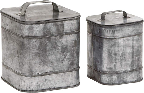 Deco 79 Metal Decorative Canisters Decorative Containers, Set of 2 Decorative Keepsake Boxes 8", 7"H, Silver...