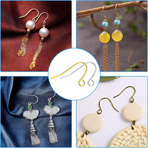 1800Pcs 6 Colors Earring Hooks Set for Jewelry Making,French Hook Earrings Findings Hypoallergenic Ear Wires Fish Hooks with Jump Rings and Earrin...