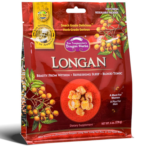 Dragon Herbs Longan 6 oz bag | dried fruit supplement to support skin, beauty, sleep, mood, stress, memory, heart and blood...