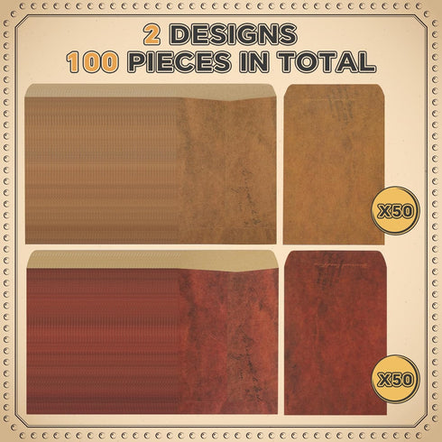 100 Pack Coin Envelopes, Vintage Envelopes Mini Envelopes for Coins Jewelry Gift Card (2 Designs)...