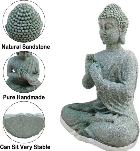 Aquarium Buddha Statue Japanese Buddah Figurine Fish Tank Buda Sculpture Zen Sandstone Ornaments Underwater Landscape Decoration,Gift...