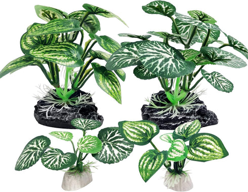 4PCS Aquarium Plants Betta Fish Tank Decorations Small Size Soft Faux Silk Aquarium for Hiding Fish Reptil...