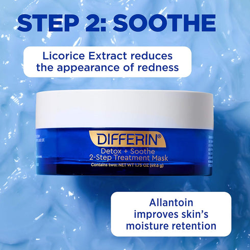 Differin Clay Face Mask, Detox and Soothe 2 Step Treatment Clay Mask by the makers of Differin Gel, Gentle Skin Care for Acne Prone Sensitive Skin...
