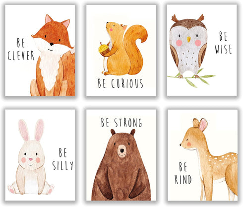 Set of 6 Baby Animal Nursery Wall Art Prints - Cute & Inspirational Decor for Baby Girls & Boys, Kids Room, Playroom, Nursery - Unframed 8x10 Inch...