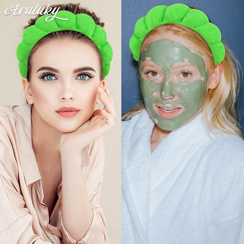 Women Spa Headband for Washing Face Makeup Headband Puffy Sponge Headbands Skincare Headbands for Women Girls Terry Cloth Headband for Skincare Ma...
