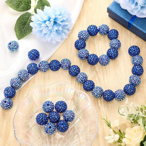 40 Pcs 20mm Rhinestone Beads Crystal Round Disco Ball Beads Bulk Chunky Bubblegum Beads Charms for Christmas DIY Pens Making Jewelry Supplies Craf...