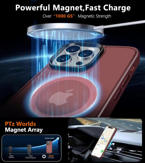 for iPhone 15 ProMax Case - Strong Magnetic Maroon Designed for iPhone 15 Pro Max Case 6.7”, Military Grade Drop Tested, Compatible with MagSafe, ...