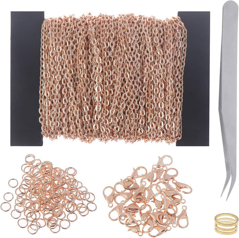 LOCOLO 39 Feet Necklace Chains Stainless Steel DIY Link Chain Necklaces with 30Pcs Lobster Clasps, and 100Pcs Jump Rings for Jewelry Making...
