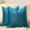 DEZENE Turquoise Throw Pillow Cases 22x22: 2 Pack Inch Original Striped Velvet Square Decorative Pillow Covers for Farmhouse Couch...