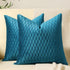 DEZENE Turquoise Throw Pillow Cases 22x22: 2 Pack Inch Original Striped Velvet Square Decorative Pillow Covers for Farmhouse Couch...