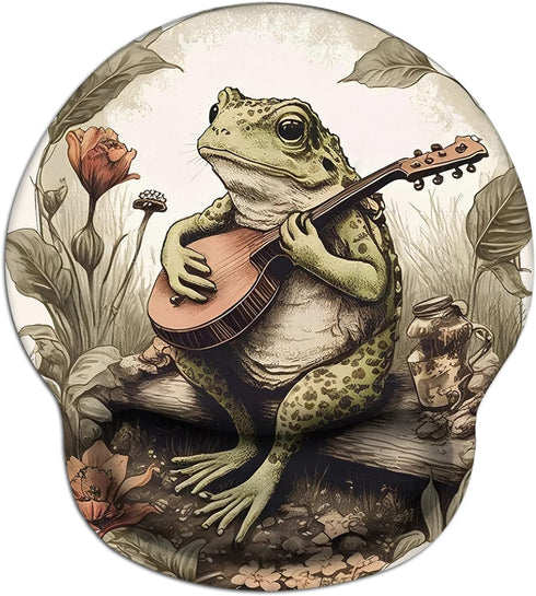 Hippie Frog Mouse Pad Wrist Support, Ergonomic Mouse Pad Frog with Non-Slip Rubber Base, Waterproof Smooth Mousepad with Wrist Rest for Women Gami...