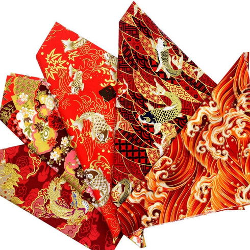 5PCS Cotton Craft Fabric Bundle Squares Patchwork,20" x 20"Inch (50x50cm) Colorful Japanese Style Cotton Wrapping Cloth Squares Quilting Sewing Pa...