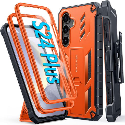 FNTCASE for Samsung Galaxy S24-Plus Case: S24plus Phone Case Drop Protection Rugged Belt-Clip Holster & Kickstand Military Grade Matte Textured Bu...