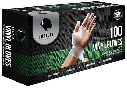 GORILLA SUPPLY Disposable Heavy Duty Vinyl Gloves Latex Free Powder Free, BPA Free Food Safe Grade Disposable Glove, Large L, 100 Count...