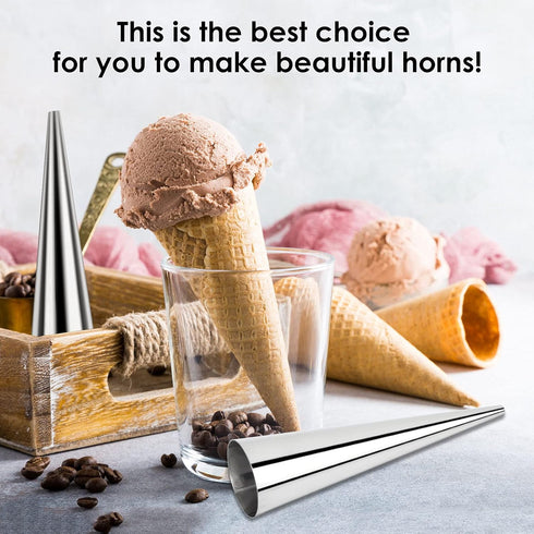 Cream Horn Molds 16pcs Large Size 4.7 inch Baking Cones Stainless Steel Roll Horn Forms Conical Danish Pastry Croissant Cones Moulds...