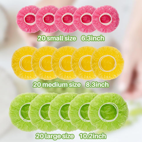 60Pcs Bowl Covers Reusable - Plastic Bowl Covers Elastic Reusable Fresh Keeping Bags Food Plastic Wrap Elastic Bowl Covers Reusable Plastic Food C...