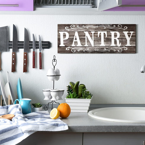 Pantry Sign Wall Decor Farmhouse Pantry Sign Wooden Rustic Retro Hanging Wooden Art Printed Decor for Home Room Holiday Decoration, 16 x 6 Inches(...