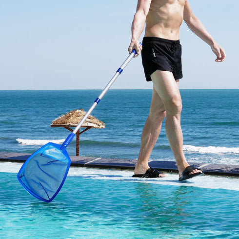 Pool Skimmer - Pool Net with 3 Section Pole, Pool Skimmer Net with Fine Mesh Net, Telescopic Aluminum Pole, Plastic Frame, Ultra-fine Pool Skimmer...