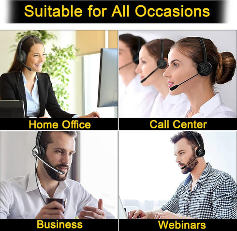 Computer Headset with Microphone, On-Ear 3.5mm Headset with Mic for Laptop, 3.5mm Binaural-Ear Headphone with Lightweight Business Headphones with...