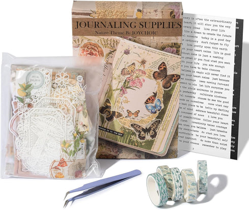 JOYCHOIC Vintage Scrapbook Kit for Beginners, Scrapbooking Material Junk Journal Supplies, Journaling Paper Aesthetic Stickers Ephemera, Arts Craf...