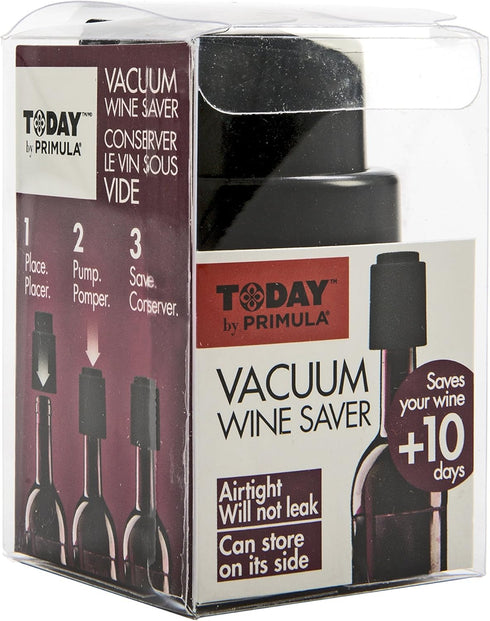 Primula Today Vacuum Wine Savers – Preserves Wine for 10 Days – Airtight Seal Prevents Leaks – Allows Sideways Storage – Black...