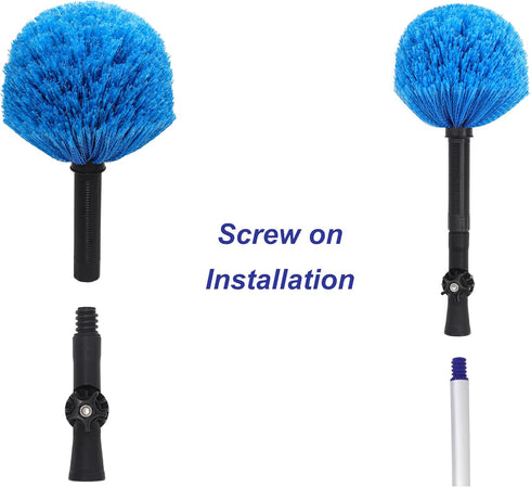 Twist-On Cobweb Duster Head, Soft Bristles Spider Web Duster Brush for Outdoor & Indoor Cleaning, Fits Standard 3/4 inch Threaded Poles...
