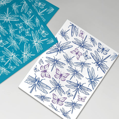 OLYCRAFT 4x5 Inch Silk Screen for Polymer Clay Dragonfly Butterfly Clay Stencils Reusable Silk Screen Stencils Non-Adhesive Transfer Stencils Mesh...