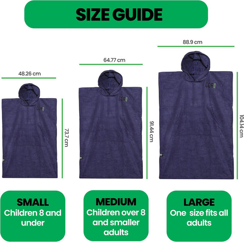 COR Surf Poncho Changing Towel Robe with Hood and Front Pocket for Kids, Doubles Up As Beach Towel and Blanket, Made of Quick Dry Microfiber, Fits...