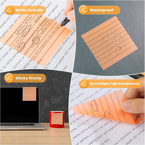 Transparent Sticky Notes with Christmas Gift Box, 6 Pads 3x3 Inch Bright Lined & White Clear Translucent See Through Post Waterproof Self-Adhesive...