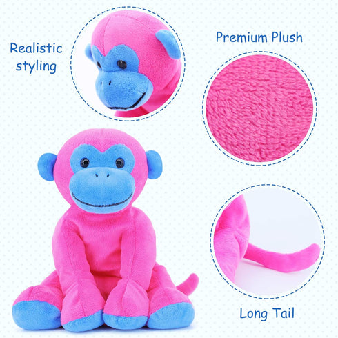 Unique Ape Monkey Stuffed Animals Plush Toys, Soft Cute Monkey Orangutan Toy for Toddlers Child Kids Babies Birthday Gift, 7.9" Pink...