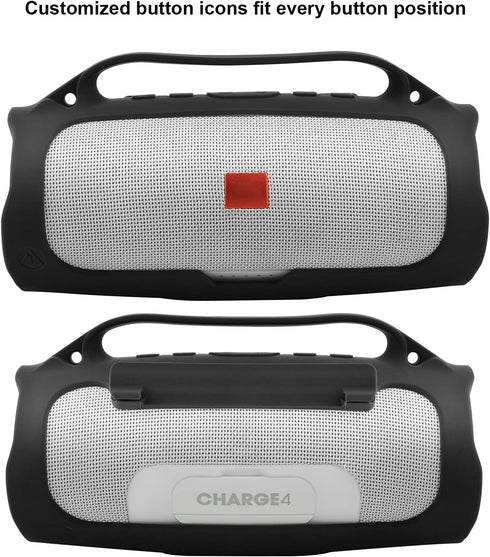 Silicone Case for JBL Charge 4 Portable Waterproof Wireless Bluetooth Speaker, TXEsign Travel Carrying Case Protective Pouch Cover with Handle Adj...