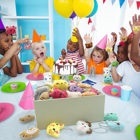 36 PCS Mini Animal Plush Toys Set Cute Small Animal Stuffed Toy Keychain for Party Favors Keychain Ornament for Goody Bag Easter Egg Stuffers Carn...