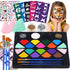 BOBISUKA Face Painting Kit for Kids - 16 Colors Water Based Body Face Paint Includes Brushes,Sponges,Glitters,Gem Sheet,Instructions,Stencils for ...