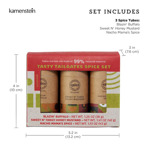 Kamenstein Kraft Paper Spice Tube Set, Packaging made of 99 percent recycled material, with Spices Included, Tasty Tailgates...