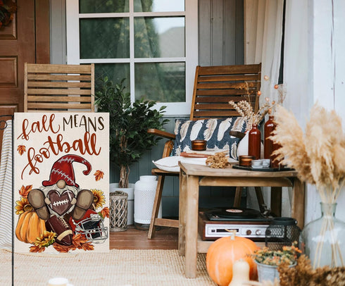 Gnome Garden Flags 12x18 Inch Double Sided, Fall means Football Small Seasonal Decor for Harvest Autumn Thanksgiving Yard Outside Outdoor...